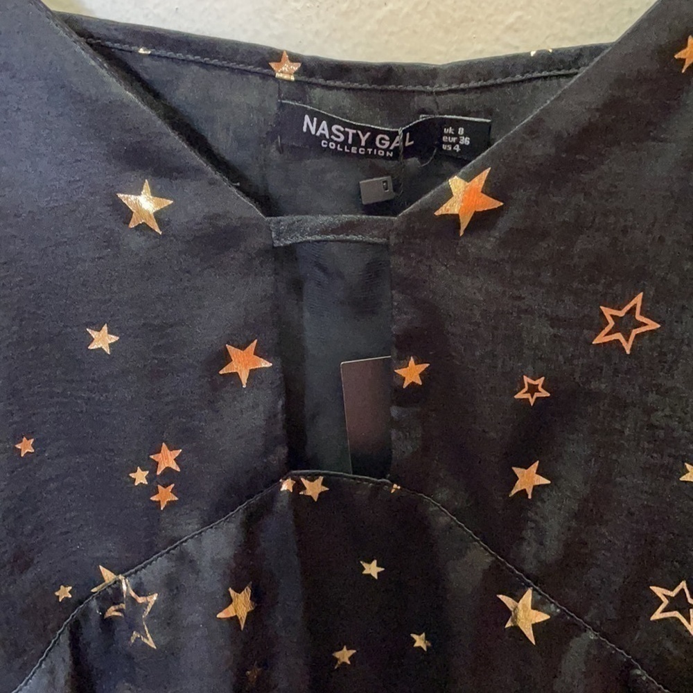 Nasty Gal Star Crossed Lovers Black Satin Mini Dress NWT Size 4 - Picture 7 of 10